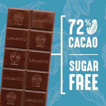 Lakanto Sugar Free Sea Salt Dark Chocolate Bars - Monk Fruit Sweetener and Erythritol, 72% Cacao, Premium Chocolate, Rich Taste, Cocoa Butter, Vegan, Gluten Free (Sea Salt - 12 Bars - Pack of 1)