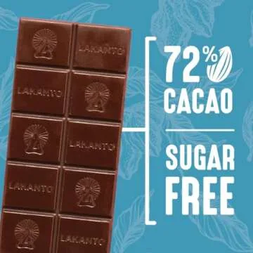 Lakanto Sugar Free Sea Salt Dark Chocolate Bars - Monk Fruit Sweetener and Erythritol, 72% Cacao, Premium Chocolate, Rich Taste, Cocoa Butter, Vegan, Gluten Free (Sea Salt - 12 Bars - Pack of 1)