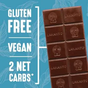 Lakanto Sugar Free Sea Salt Dark Chocolate Bars - Monk Fruit Sweetener and Erythritol, 72% Cacao, Premium Chocolate, Rich Taste, Cocoa Butter, Vegan, Gluten Free (Sea Salt - 12 Bars - Pack of 1)
