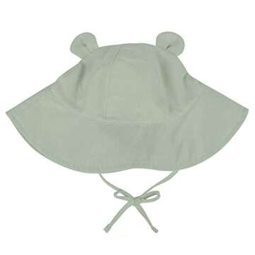 Zando Baby Sun Hat Bucket Hat Wide Brim Beach Caps Toddler Hats for Boys with Bear Ears Infant Summer Hat for Girls Green 6-12Months