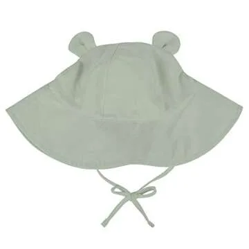 Zando Baby Sun Hat Bucket Hat Wide Brim Beach Caps Toddler Hats for Boys with Bear Ears Infant Summer Hat for Girls Green 6-12Months