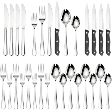 Astercook 24-Piece Silverware Set with Steak Knives