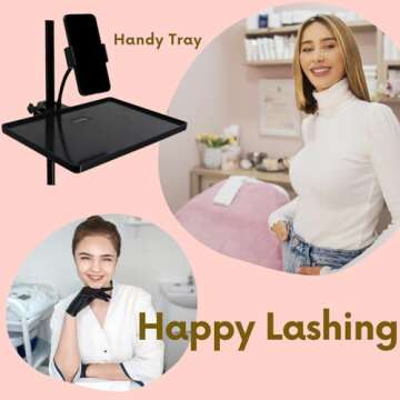 Lash Tray Holder for Ring Light Clip on Organizer Attachment with Phone Holder Eyelash Tech Lash Extension Supplies (with phone holder)