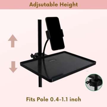 Lash Tray Holder for Ring Light Clip on Organizer Attachment with Phone Holder Eyelash Tech Lash Extension Supplies (with phone holder)