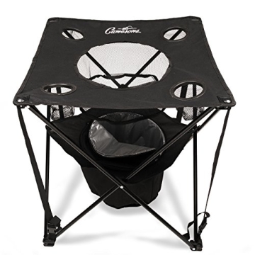 All-in-One Tailgating Table - Collapsible Folding Camping Table with Insulated Cooler, Food Basket and Travel Bag for Barbecue, Picnic, Football Tailgate Parties - Great Holiday for Dad