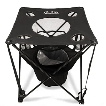 All-in-One Tailgating Table - Collapsible Folding Camping Table with Insulated Cooler, Food Basket and Travel Bag for Barbecue, Picnic, Football Tailgate Parties - Great Holiday for Dad