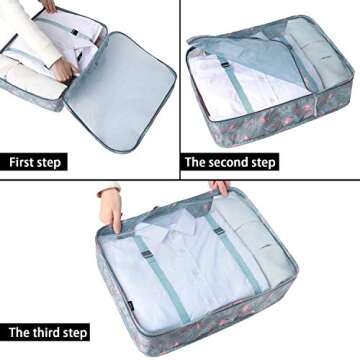 BAGAIL 7 Set / 8 Set Packing Cubes Luggage Packing Organizers for Travel Accessories(7 Set Flamingos)