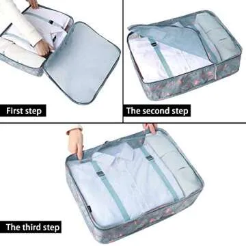 BAGAIL 7 Set / 8 Set Packing Cubes Luggage Packing Organizers for Travel Accessories(7 Set Flamingos)