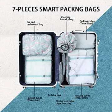 BAGAIL 7 Set / 8 Set Packing Cubes Luggage Packing Organizers for Travel Accessories(7 Set Flamingos)