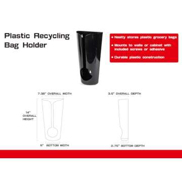 FitWell Grocery Bag Holder & Trash Bag Dispenser - Plastic Bag Storage Organizer for Home Improvement Items - Bag Saver for Plastic Bags - Restroom Organizers and Storage (Black)