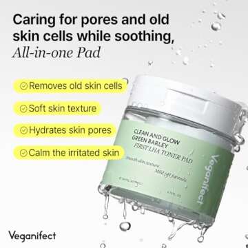 Veganifect LHA Peeling Pad, Exfoliation and Hydrating, Ideal for All Skin Types, Korean Skin Care, Vegan (60 Pads)