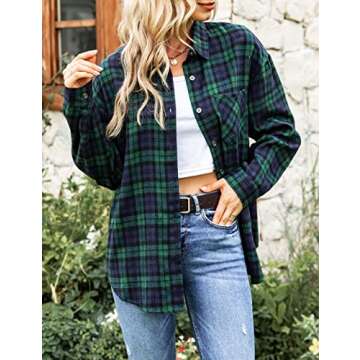 Megfie Oversized Flannel Plaid Shirt for Women
