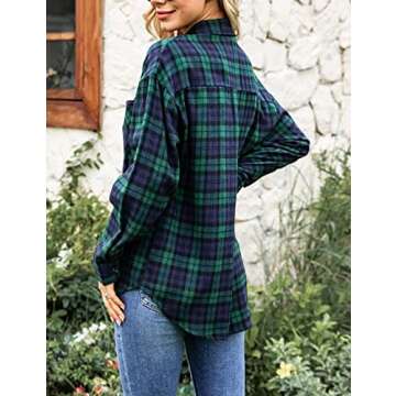 Megfie Oversized Flannel Plaid Shirt for Women