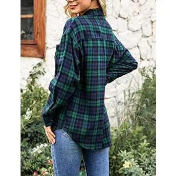 Megfie Oversized Flannel Plaid Shirt for Women