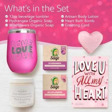 Love Spa Gift Basket for Women - Self Care Basket, Relaxation, Pampering Gift for Girlfriend, Wife, Mom, Sister, Friends - Birthday Bundles, Mothers Day, Anniversary, Valentines Day Gift Set for Her