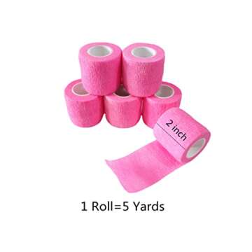 Transun Moo 6 Pack 2" x 5 Yards Self Adhesive Bandage Wrap Breathable Cohesive Vet Wrap for Pets, El...