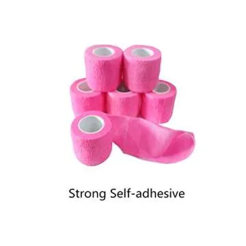 Transun Moo 6 Pack 2" x 5 Yards Self Adhesive Bandage Wrap Breathable Cohesive Vet Wrap for Pets, Elastic Self-Adherent Tape for Sports, Wrist, Ankle (Pink)