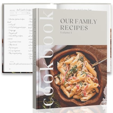 Recipe Book To Write In Your Own Recipes - Large Blank DIY Personalized Family Cookbook Journal, Fit...