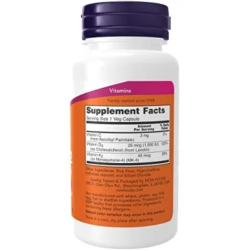 NOW Foods Vitamin D-3 & K-2 Capsules for Bone Health