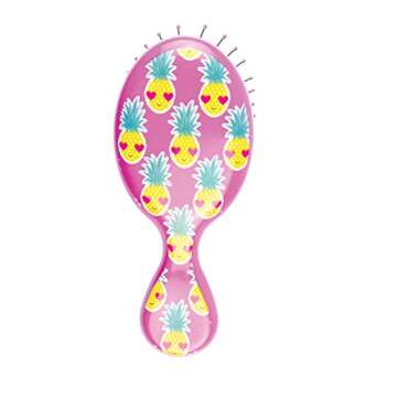 Wet Brush Hair Brush Happy Hair Smiley Pineapple Mini Detangler Hair Brush with Soft Flexible IntelliFlex Bristles, Travel Hair Detangling Comb for All Hair Types (Purple)