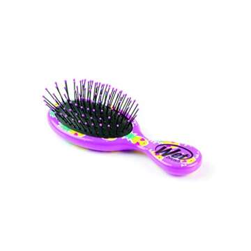 Wet Brush Hair Brush Happy Hair Smiley Pineapple Mini Detangler Hair Brush with Soft Flexible IntelliFlex Bristles, Travel Hair Detangling Comb for All Hair Types (Purple)