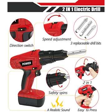 Kids Tool Set with Electric Toy Tools for Creative Play