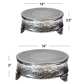 Elegant Aluminum Wedding Cake Stand Set of 2 (12" & 14")
