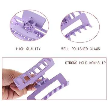 Alemaky 12 Pack Square Colorful Hair Clips, Big and Small Neutral Rectangle Claw Clips, Non-slip Matte Hair Clips for Women,Strong Hold jaw clip for Thick Thin Hair Silver Brown White Pink