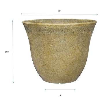 Classic Home and Garden Honeysuckle Planter, Patio Pot, 13" Fossil Stone (One Pack)