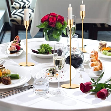 Oatnauxil Metal Gold Taper Candle Holder for Wedding, Dinning, Party, Fits 3/4 inch Thick Candle&Led Candles (Set of 6 Pcs)