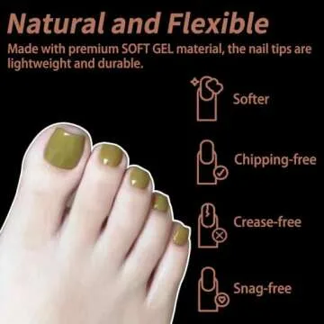 Cycullinyt Toe Nail Tips, Full Cover Clear Soft Gel Tips, Toe False Nail Tips for Acrylic Nails Extension with Box, 550PCS, 11 Sizes(Style 15)