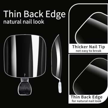 Cycullinyt Toe Nail Tips, Full Cover Clear Soft Gel Tips, Toe False Nail Tips for Acrylic Nails Extension with Box, 550PCS, 11 Sizes(Style 15)