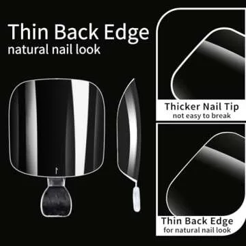 Cycullinyt Toe Nail Tips, Full Cover Clear Soft Gel Tips, Toe False Nail Tips for Acrylic Nails Extension with Box, 550PCS, 11 Sizes(Style 15)