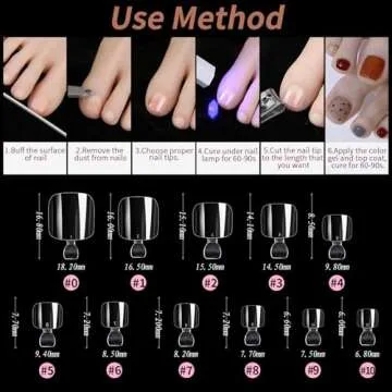 Cycullinyt Toe Nail Tips, Full Cover Clear Soft Gel Tips, Toe False Nail Tips for Acrylic Nails Extension with Box, 550PCS, 11 Sizes(Style 15)
