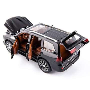 BDTCTK 1/24 Lexus 570 Off-Road in Luxury SUV Model Car, Zinc Alloy Pull Back Big Toy car with Sound ...