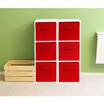 Simple Houseware Red Foldable Cube Bins - 6 Pack
