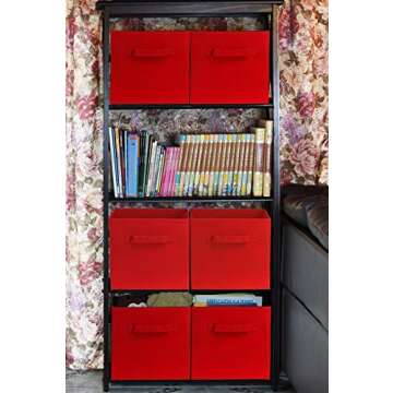 Simple Houseware Red Foldable Cube Bins - 6 Pack