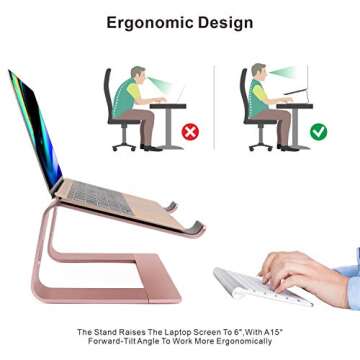 Laptop Stand, Ergonomic Aluminum Laptop Mount Computer Stand, Detachable Laptop Riser，Notebook Hol...