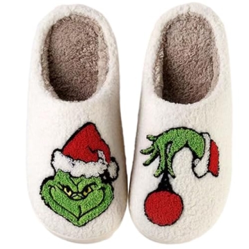 Cozy Cartoon Christmas Slippers for Men & Women - Warm Cotton Memory Foam