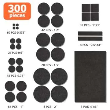 Felt Furniture Pads 300 Pieces for Floor Protection