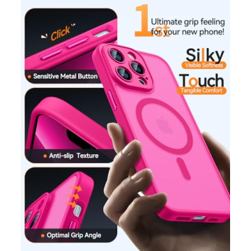 CANSHN Shockproof iPhone 13 Pro Max Case - Hot Pink