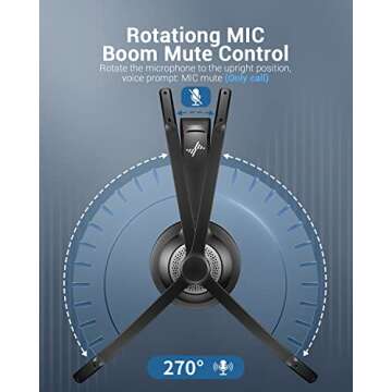 JIAMQISHI Wireless Headset with AI Noise Cancelling Microphone Bluetooth Headset - Bluetooth V5.2 Headphones with USB Dongle & Mic Mute for Computer/Laptop/PC/iPhone/Android/Cell Phones/Zoom