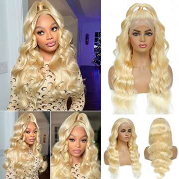 613 Lace Front Blonde Wig - 13x4 HD Lace Frontal, Pre Plucked with Baby Hair and Natural Hairline - 150% Density Human Hair (22 Inches)