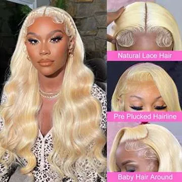 613 Lace Front Blonde Wig - 13x4 HD Lace Frontal, Pre Plucked with Baby Hair and Natural Hairline - 150% Density Human Hair (22 Inches)