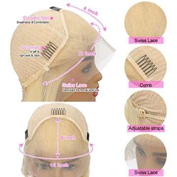 613 Lace Front Blonde Wig - 13x4 HD Lace Frontal, Pre Plucked with Baby Hair and Natural Hairline - 150% Density Human Hair (22 Inches)