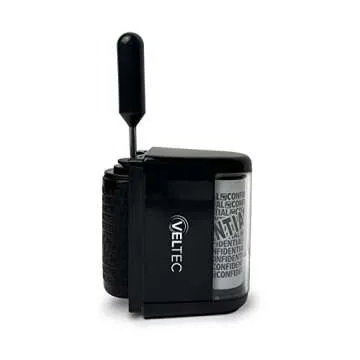Veltec ID Protector Ink Roller - Identity Theft Protection Roller Stamp Set (Black, Stamp+3 Refills)