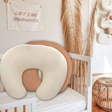 Nursing Pillow Cover,Muslin Cotton,Removable Cover for Breastfeeding Pillows, 2-Pack Pillow Covers,Ultra-Soft Baby Nursing Pillow, Fits Newborn Feeding Pillow 22.5IN*18IN (Rust & Cream-Coloured)