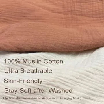 Nursing Pillow Cover,Muslin Cotton,Removable Cover for Breastfeeding Pillows, 2-Pack Pillow Covers,Ultra-Soft Baby Nursing Pillow, Fits Newborn Feeding Pillow 22.5IN*18IN (Rust & Cream-Coloured)