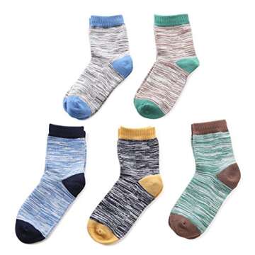 SUNBVE 5 Pack Little Big Boy Breathable Adorable Cotton Crew Socks