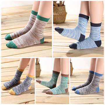 SUNBVE Breathable Cotton Crew Socks Set for Kids